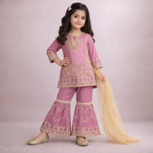 Lavender Mist Zari-Work Gharara Set